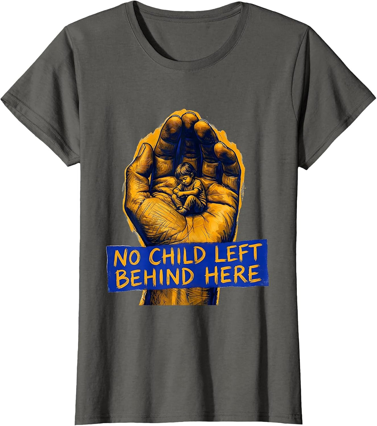 Women's No Child Left Behind Here Sped Teacher Design T-Shirt - Asphalt Grey