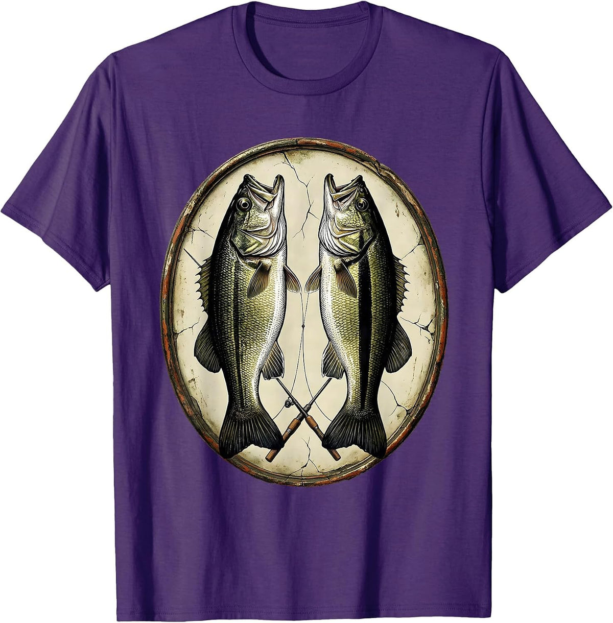 Bass Profile Vintage Fishing Humor Angler Gift T-Shirt - Purple