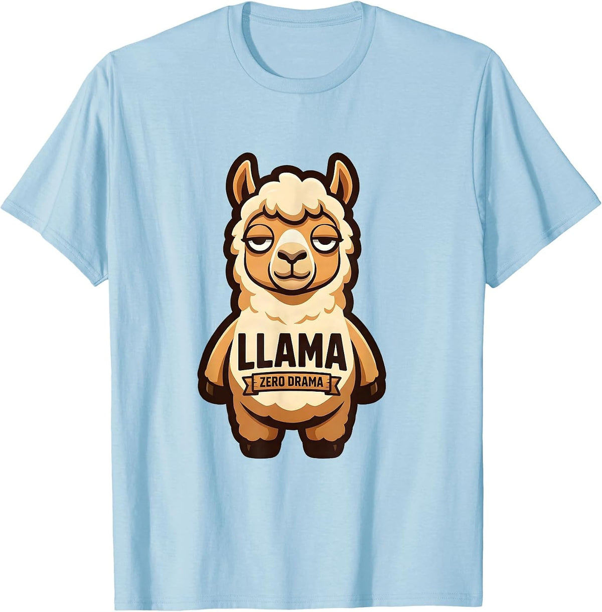 Men's Llama Zero Drama Funny Llama Lover Alpaca Enthusiast Novelty T-Shirt - Baby Blue
