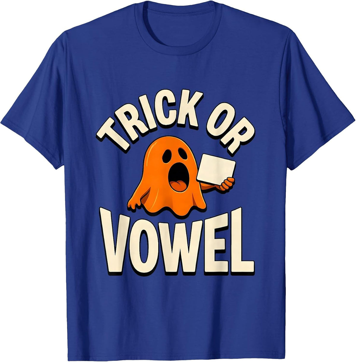 Men's Trick Or Vowel Funny Halloween Speech Therapy SLP Teacher T-Shirt - Royal Blue