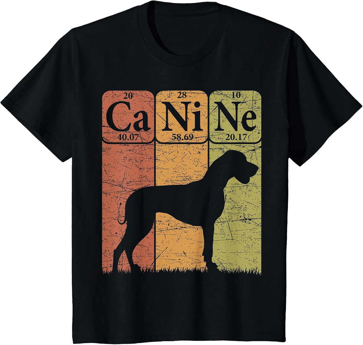 Great Dane Dog Periodic Table Elements Dog Canine T-Shirt - Black