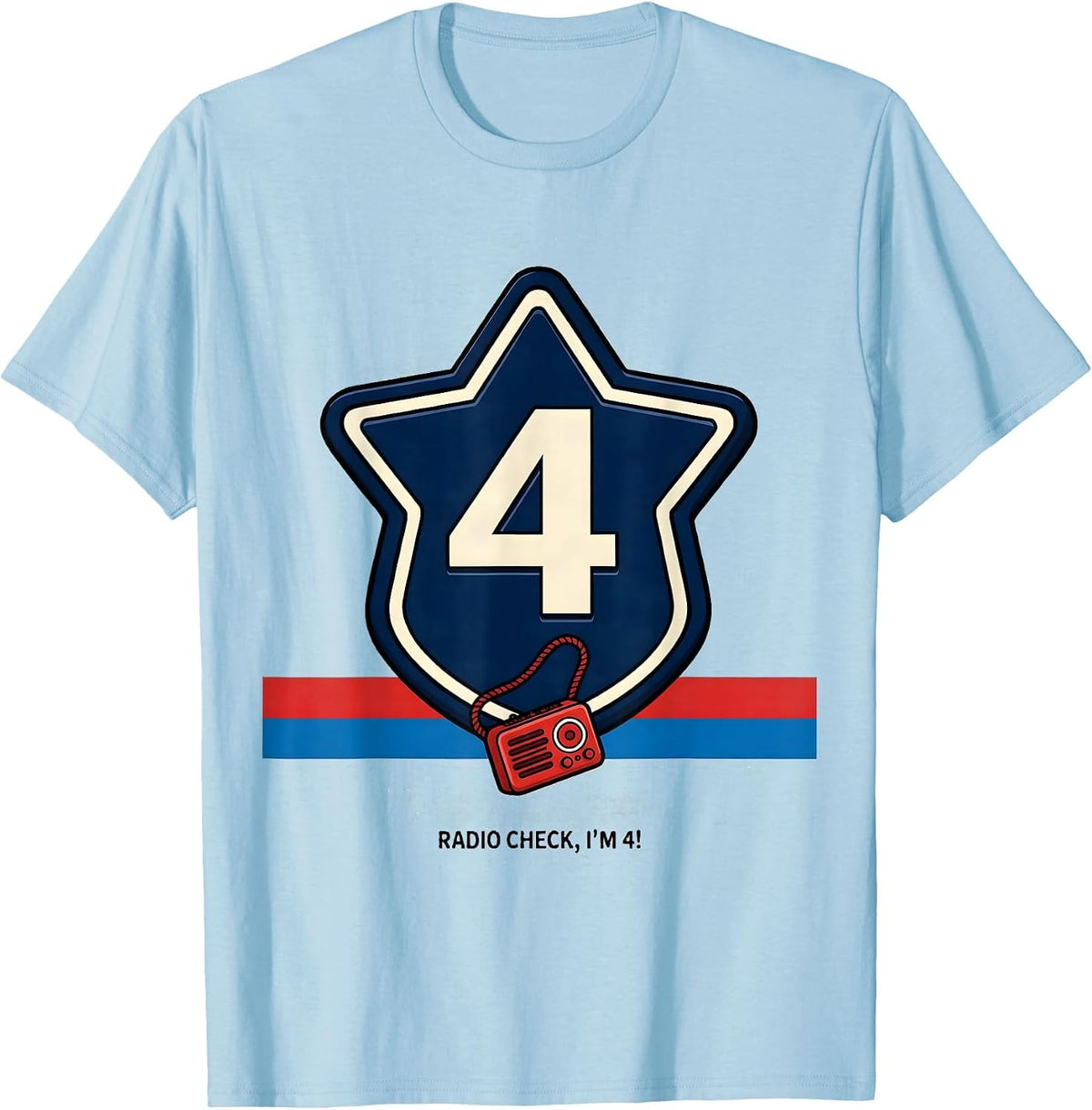 Men's Radio Check, I'm 4! Future Police Officer Kids Costume Play T-Shirt - Baby Blue