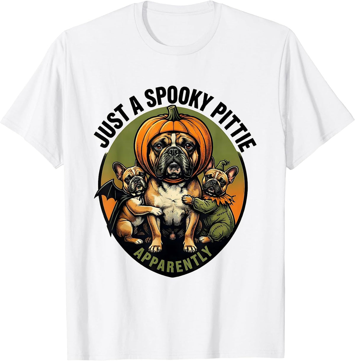 Men's Just A Spooky Pittie Apparently Funny Halloween Pitbull Dog T-Shirt - White