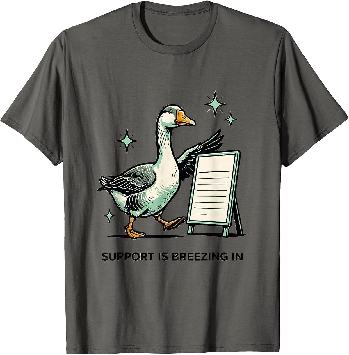 Support Is Breezing In Bold Bubbly Special Education Teacher T-Shirt - Asphalt Grey