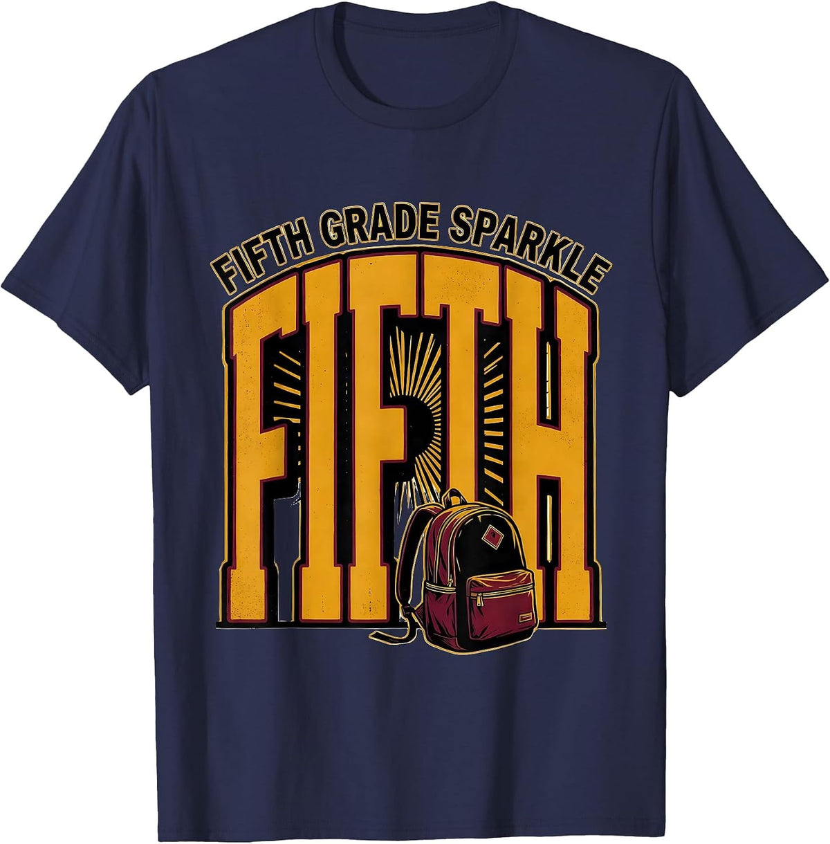 Men's Fifth Grade Sparkle Retro Back To School 5th Grade Kids T-Shirt - Navy Blue