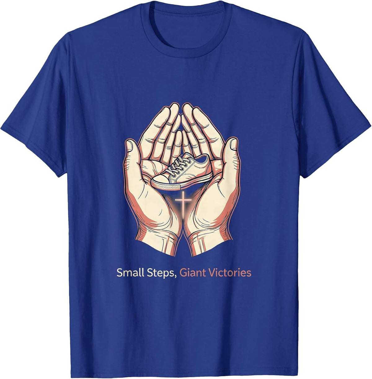 Men's Small Steps Giant Victories Sped Teacher Design T-Shirt - Royal Blue