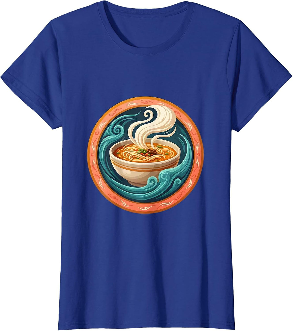 Women's Breezy Bowl Steaming Ramen Illustration T-Shirt - Royal Blue
