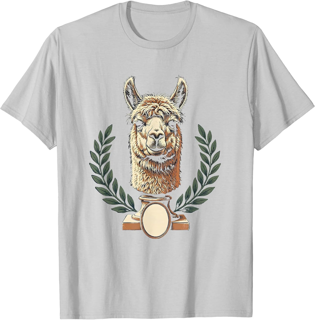 Men's Alpaca Bust Vintage Novelty Humor Men T-Shirt - Silver Grey