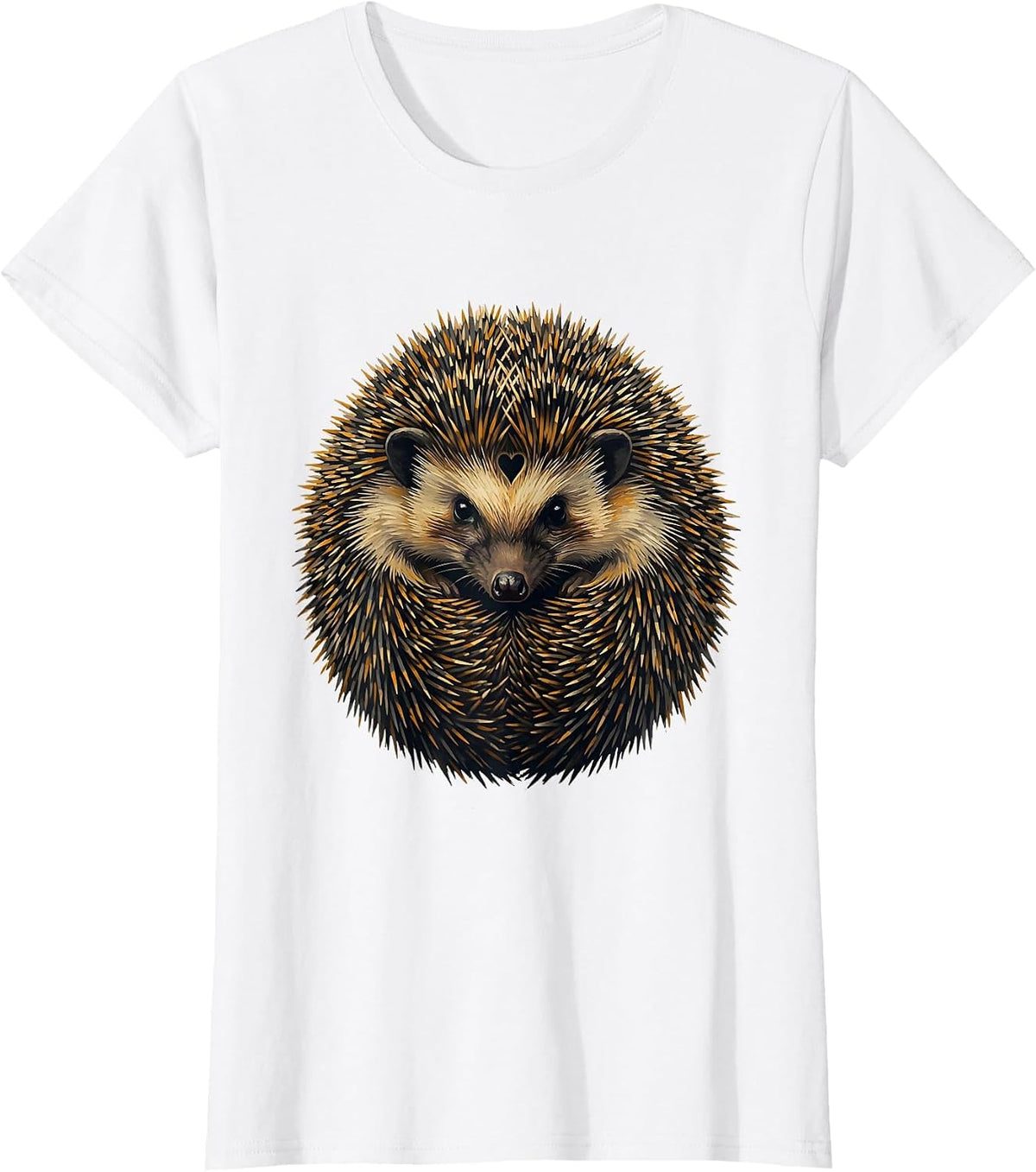 Women's Hedgehog Curl Ball Cute Animal Humor Gift T-Shirt - White