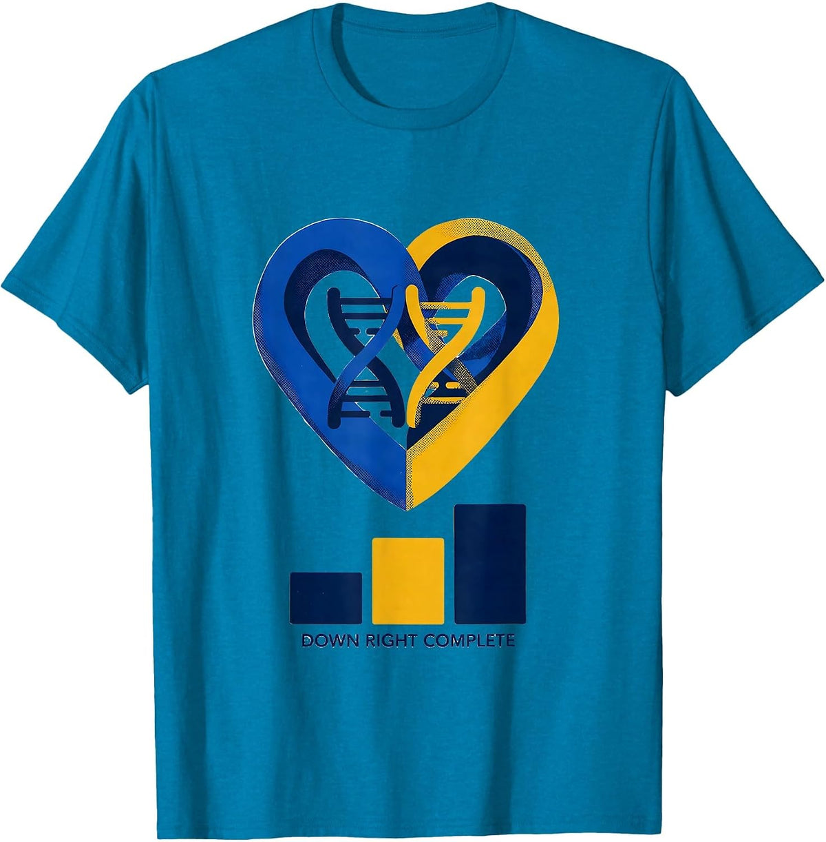 Down Right Complete Heartfelt Down Syndrome Awareness Family T-Shirt - Sapphire Blue