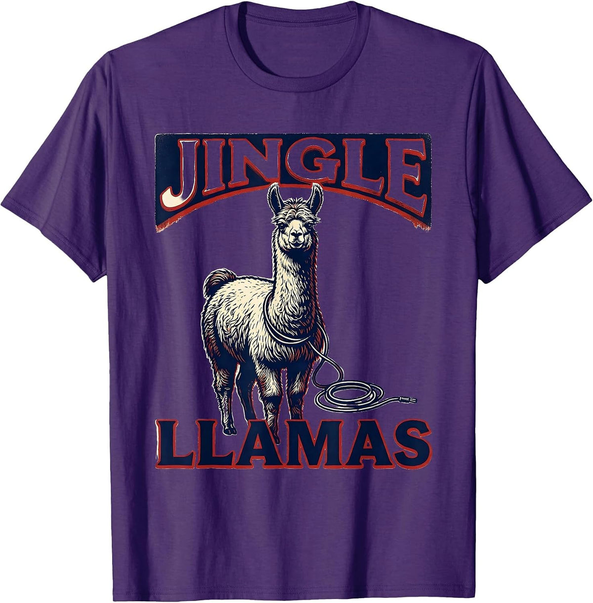 Jingle Llamas Wood Type Letterpress Funny Llama Lover T-Shirt - Purple