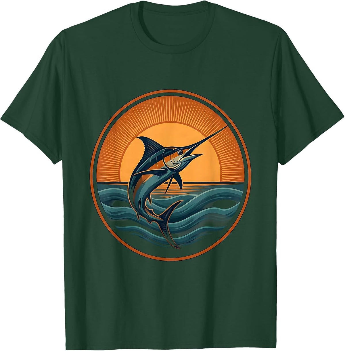 Gulf of America Jumping Marlin Blazing Horizon T-Shirt - Dark Green
