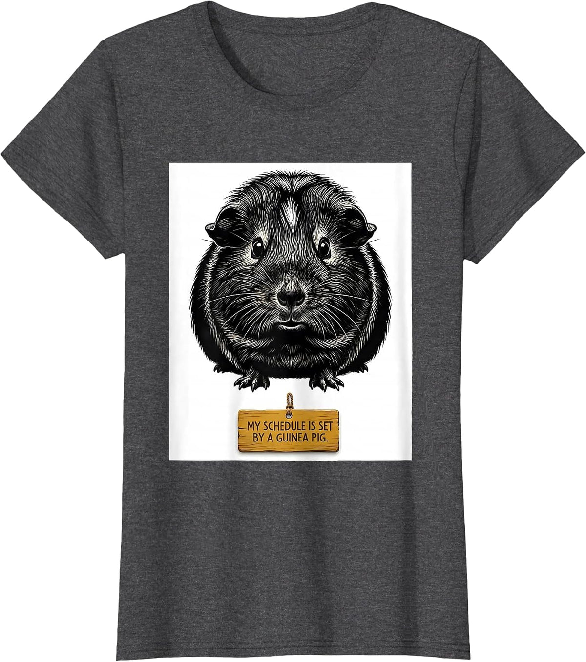 Women's My Schedule Is Set By A Guinea Pig Funny Guinea Pig Lover T-Shirt - Dark Heather Grey