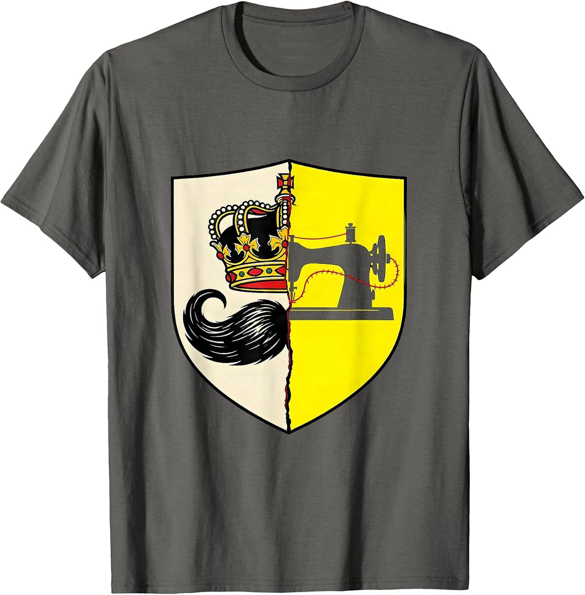 Sealed Shield Badge Stencil Graphic Daddy Meme Humor T-Shirt - Asphalt Grey