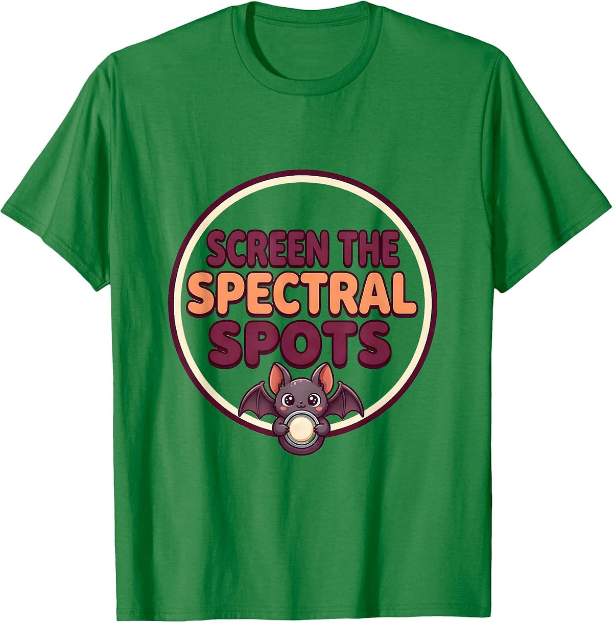 Men's Screen The Spectral Spots Cute Kawaii Halloween Dermatology T-Shirt - Kelly Green