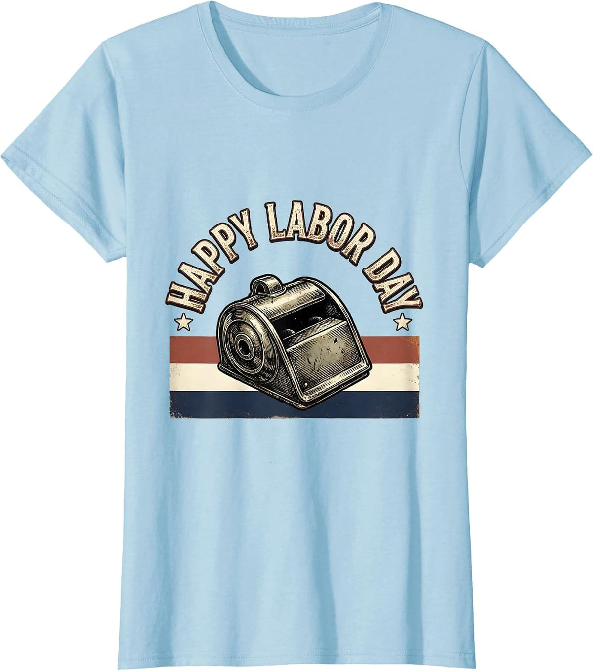 Women's Happy Labor Day Vintage Patriotic Union Pride Holiday T-Shirt - Baby Blue