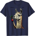 Llama Bust Pop Art Funny Animal Lover Gift T-Shirt - Navy Blue