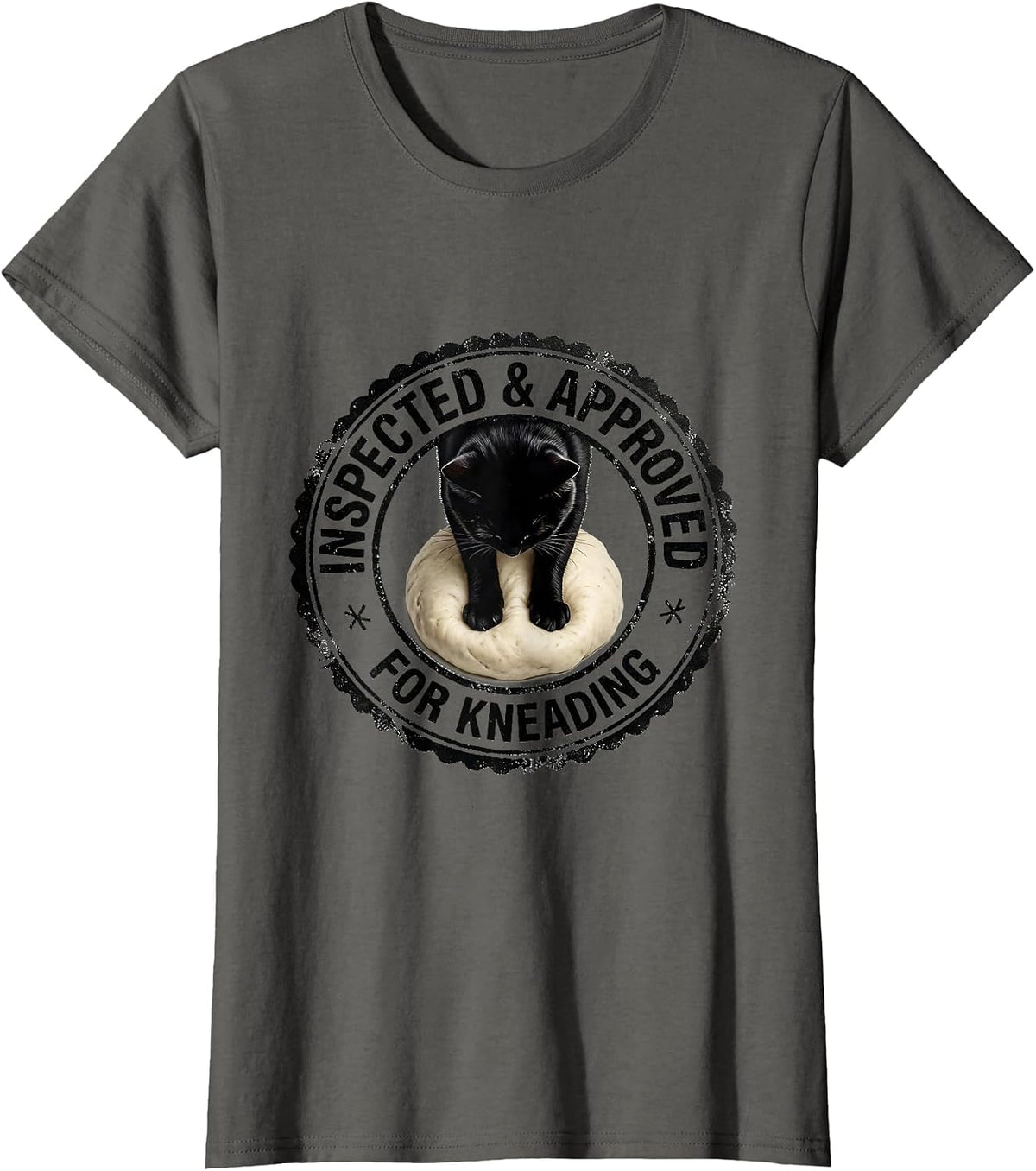 Women's Inspected & Approved For Kneading Funny Cat Lover Humor T-Shirt - Asphalt Grey