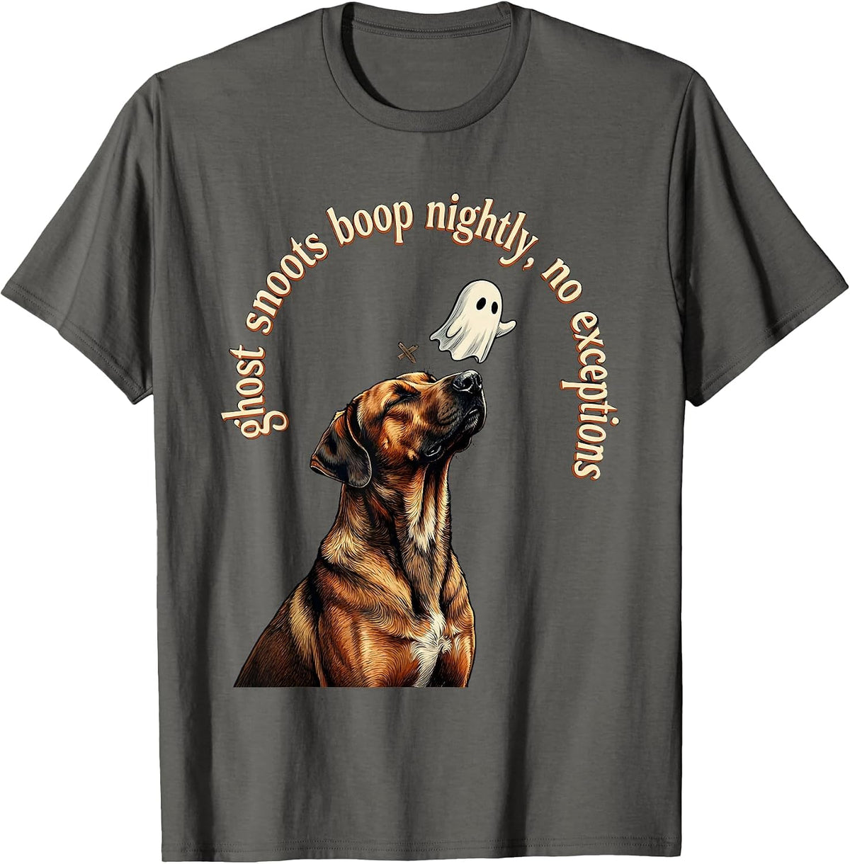 ghost snoots boop nightly, no exceptions Funny Dog Mom T-Shirt - Asphalt Grey