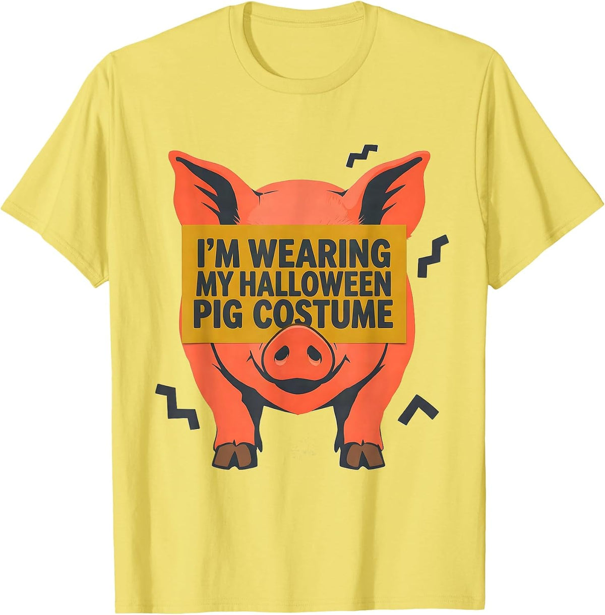 Men's I’m Wearing My Halloween Pig Costume Funny Pig Lover Family T-Shirt - Lemon Yellow