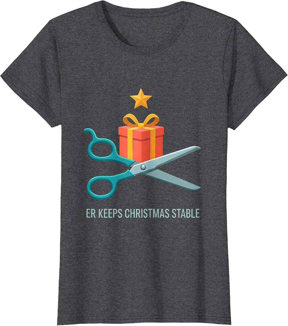 Women's ER Keeps Christmas Stable Funny Nurse ER Crew Holiday Humor T-Shirt - Dark Heather Grey