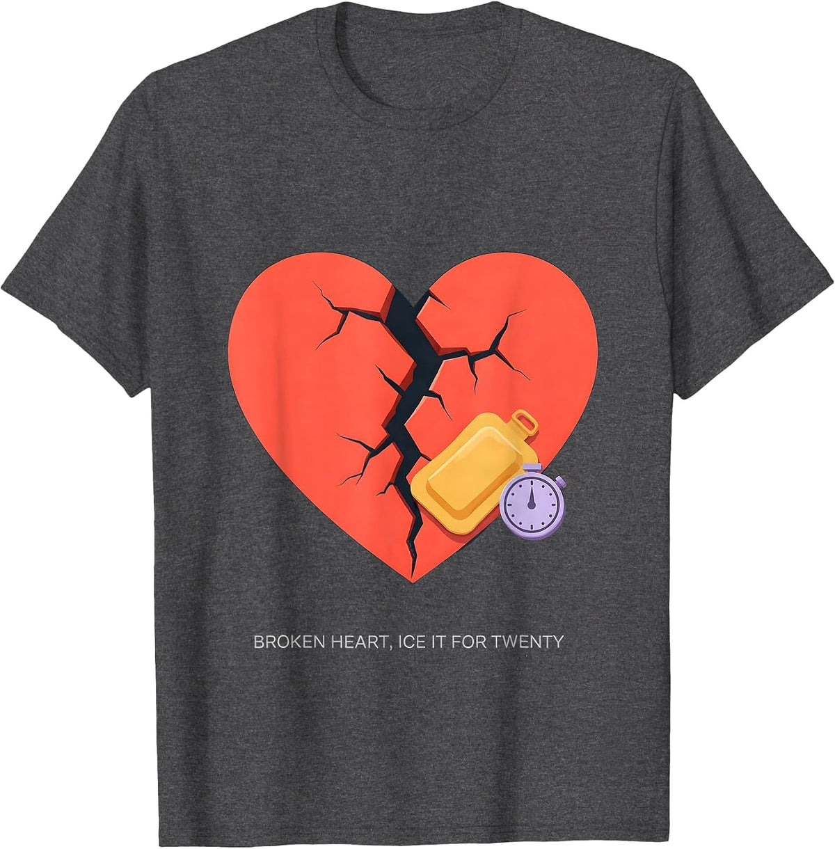 Broken Heart Ice It For Twenty Funny Physical Therapist PT T-Shirt - Dark Heather Grey