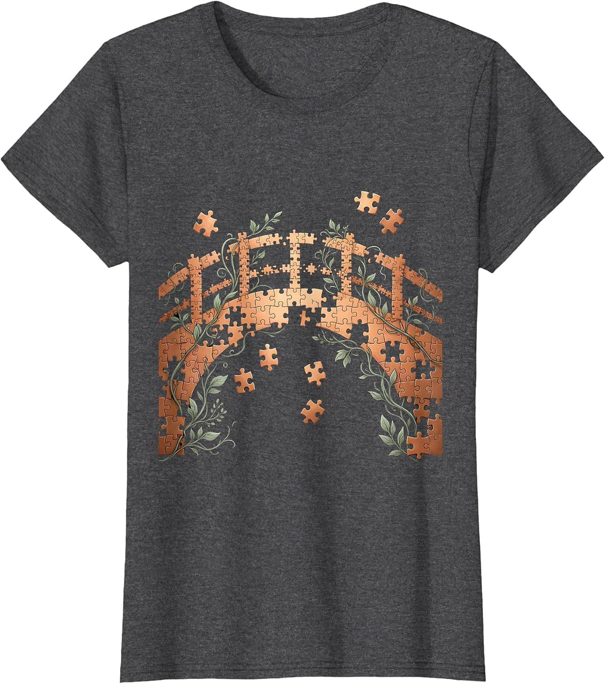 Women's ABA Puzzle Bridge Graphic Design T-Shirt - Dark Heather Grey