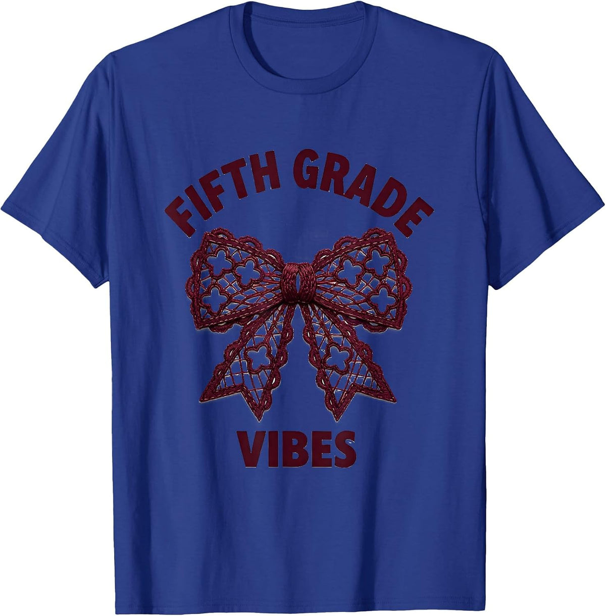 Men's Fifth Grade Vibes Coquette Bow Back to School Elementary T-Shirt - Royal Blue