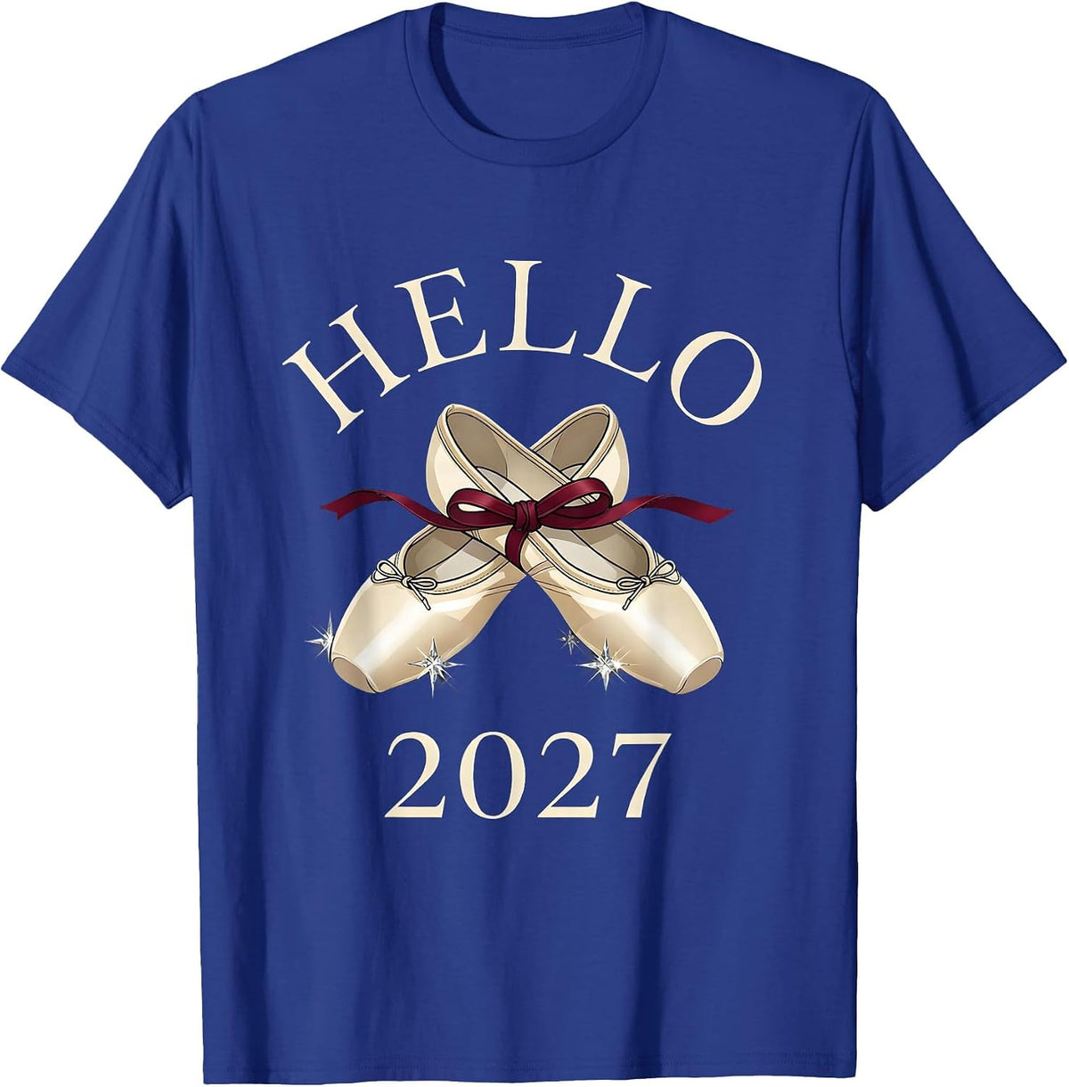 Men's Hello, 2027 Balletcore Graphic Girls Party Top New Years Eve T-Shirt - Royal Blue