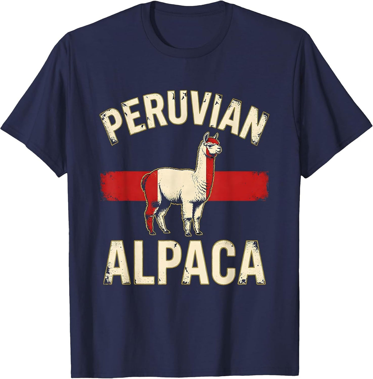 Peruvian Alpaca Heavy Condensed Athletic Peruvian Heritage T-Shirt - Navy Blue