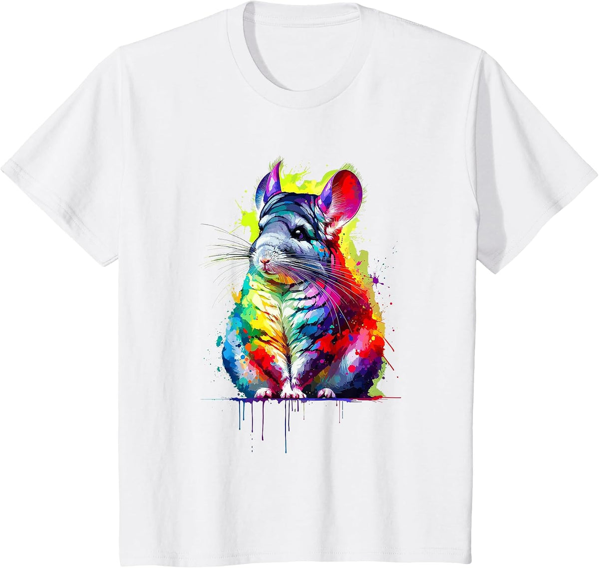 Splash Art Colourful Chinchilla Chinchillas T-Shirt - White