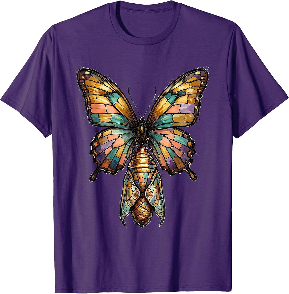 Down Syndrome Awareness Butterfly Chrysalis Design T-Shirt - Purple