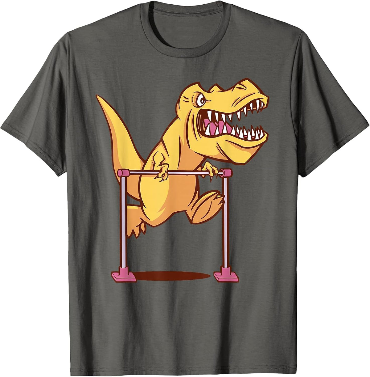 Dinosaur Gymnastics Bar Sports for Men Women Children T-Shirt - Asphalt Grey