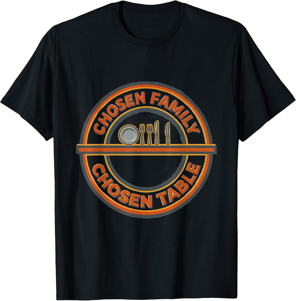 Men's Chosen Family Chosen Table Playful Friendsgiving Matching T-Shirt - Black