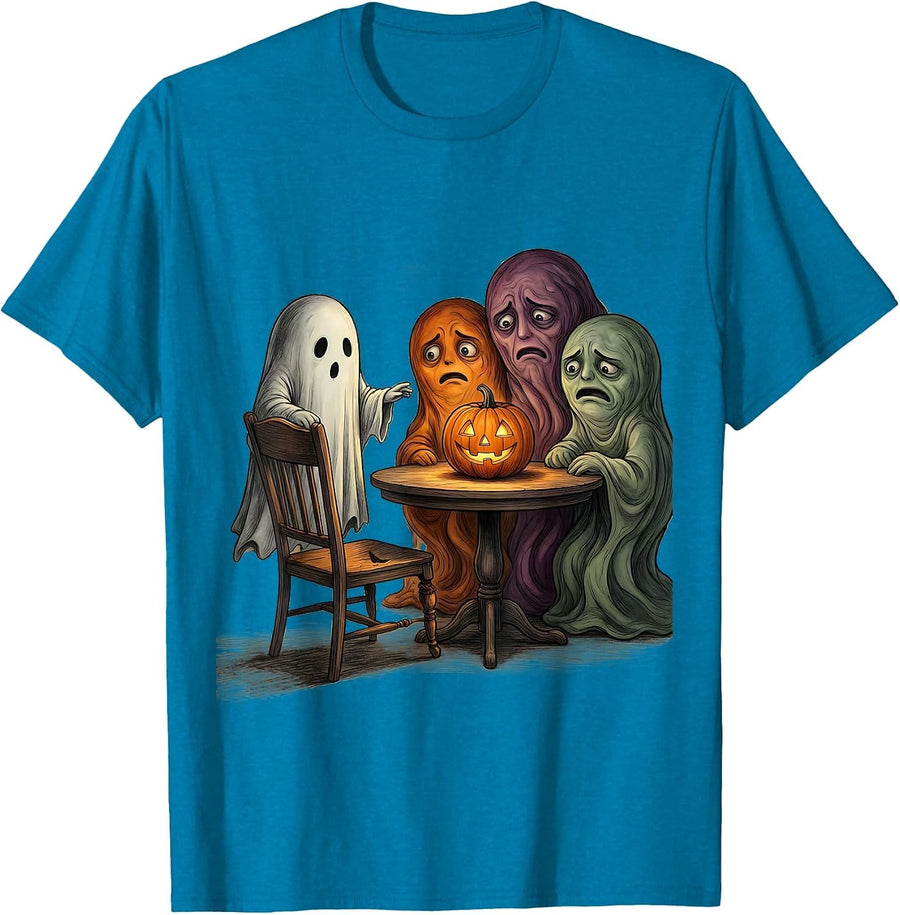 Friendly Ghost Host Mental Health Halloween School Counselor T-Shirt - Sapphire Blue