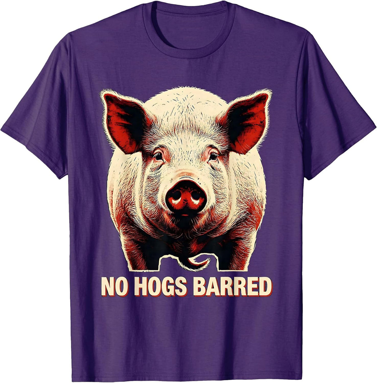Men's No Hogs Barred Funny Pig Farm Animal Lover Novelty T-Shirt - Purple