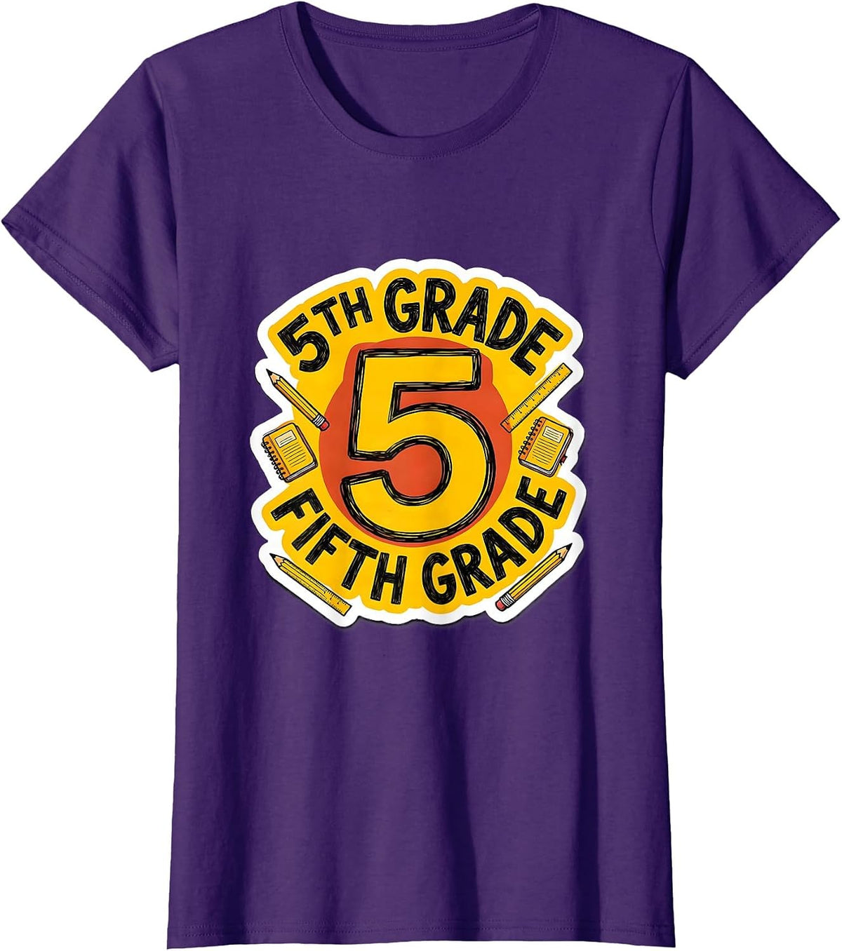 Women's 5TH GRADE FIFTH GRADE Typography Team Back To School T-Shirt - Purple