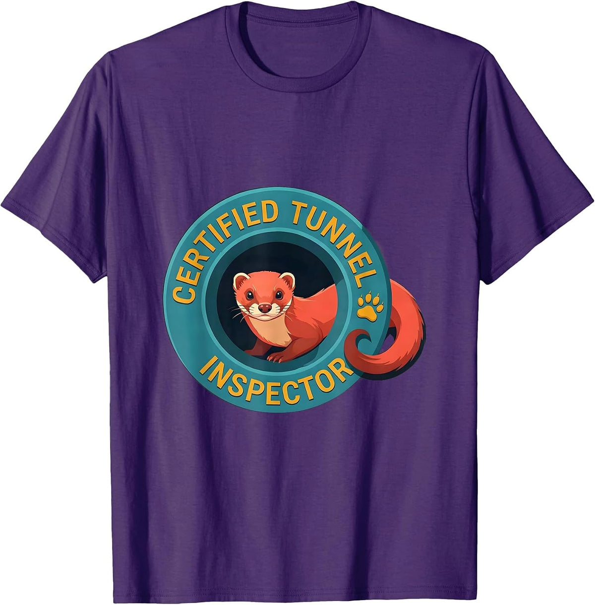 Men's Certified Tunnel Inspector Ferret Lover Funny Gift T-Shirt - Purple