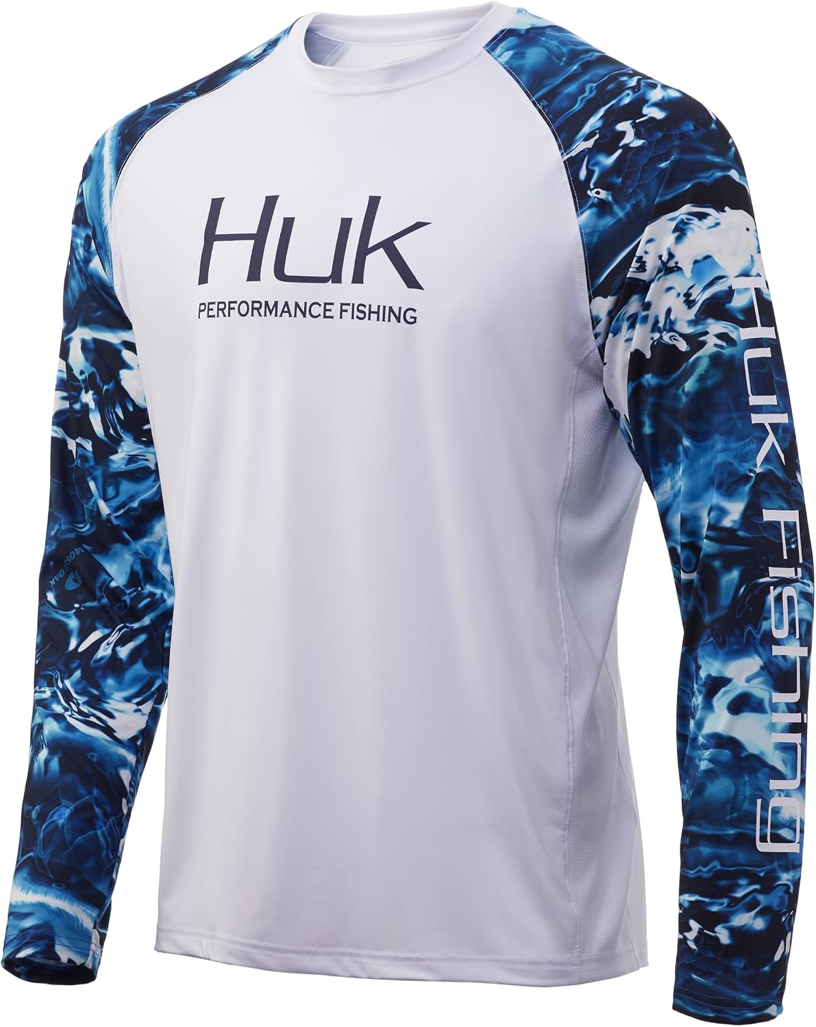 HUK Men's Double Header Long Sleeve | Sun Protecting Fishing Shirt - Mossy Oak Hydro Sailfish 3X-Large