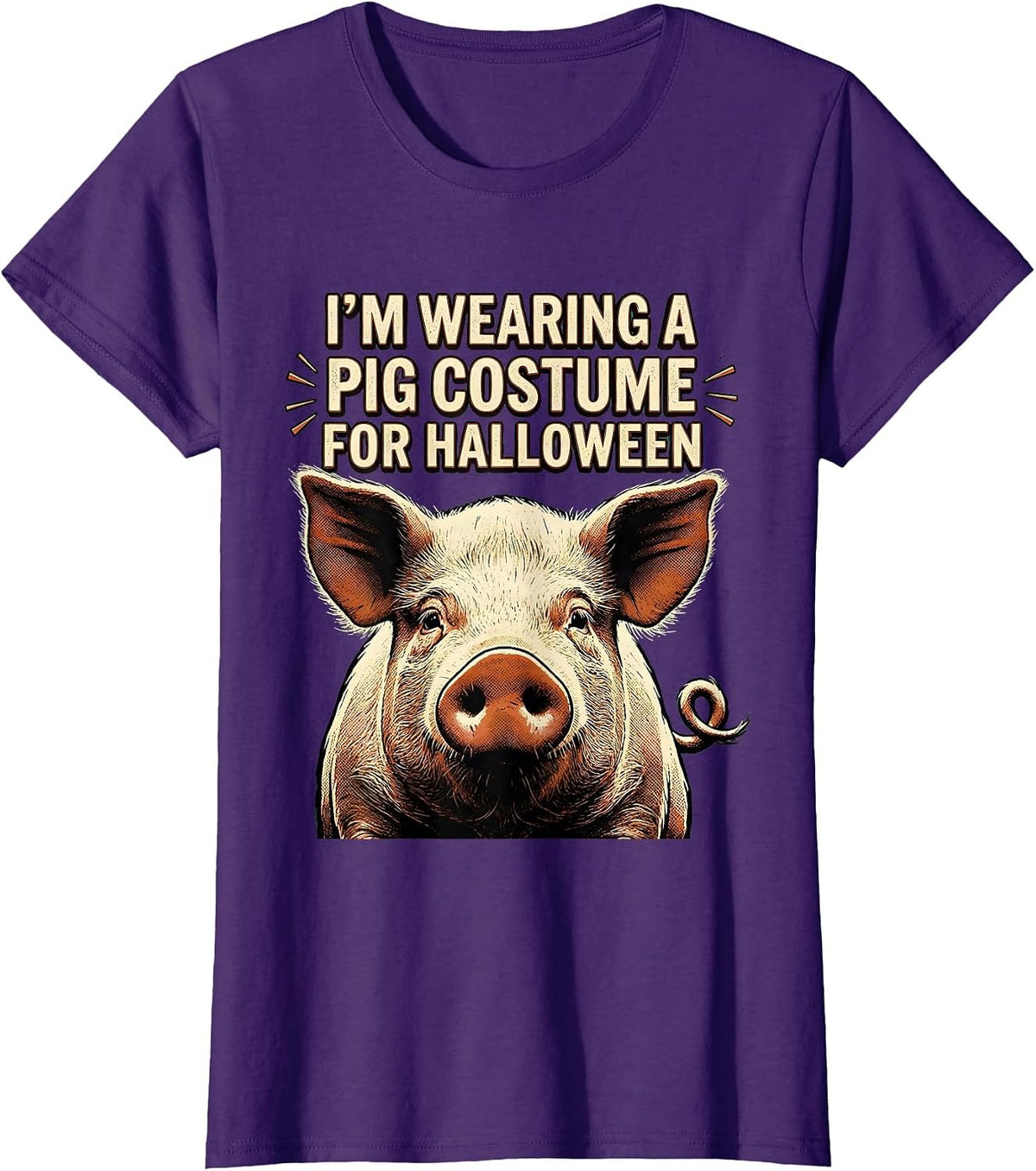 Women's I’m Wearing A Pig Costume For Halloween Vintage T-Shirt - Purple