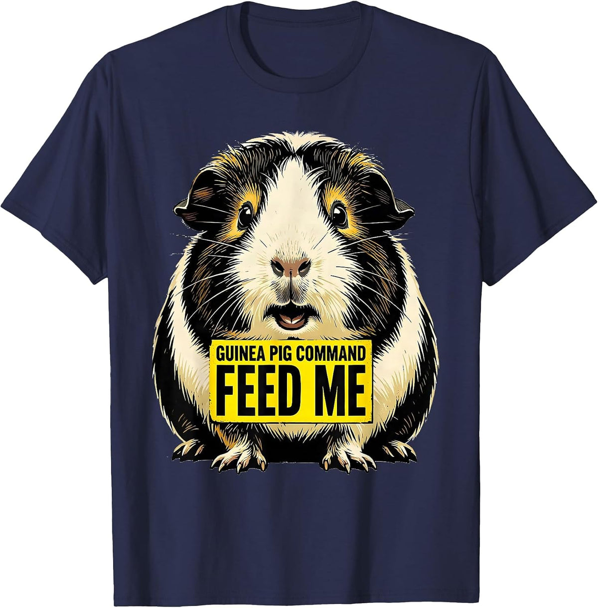 Men's Guinea Pig Command Feed Me Cute Pet Owner Humor T-Shirt - Navy Blue