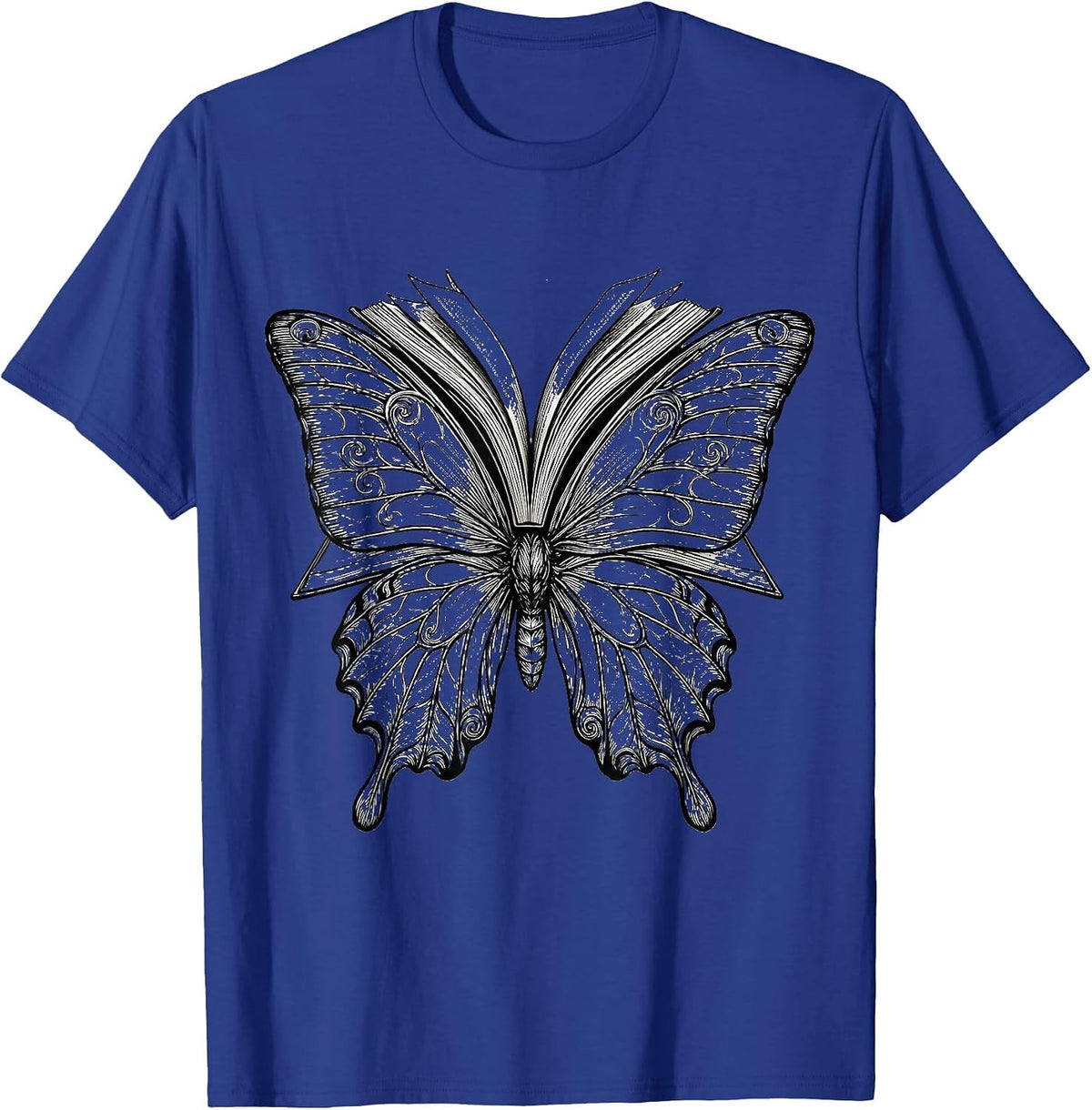 Special Ed Teacher Flying Book Butterfly Design T-Shirt - Royal Blue