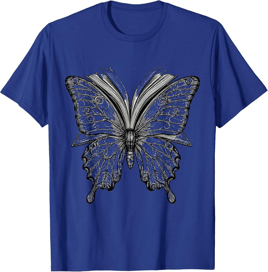 Special Ed Teacher Flying Book Butterfly Design T-Shirt - Royal Blue