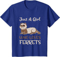 Just A Girl Loves Ferrets Girls Kids Pajamas T-Shirt - Royal Blue