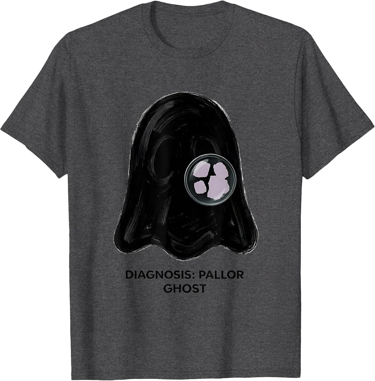 Diagnosis: Pallor, Ghost Funny Dermatology Halloween T-Shirt - Dark Heather Grey