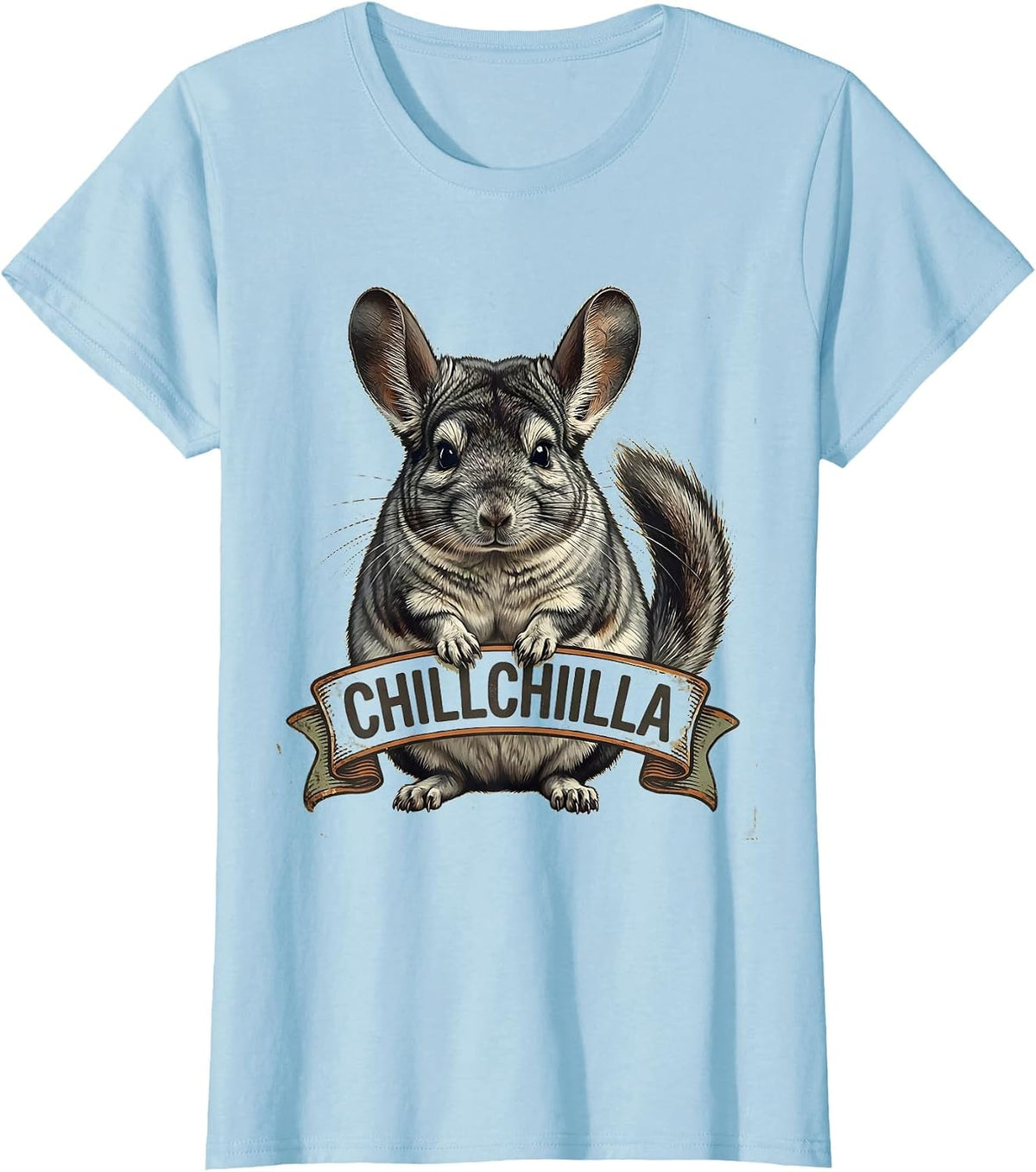 Women's Chillchilla Vintage Funny Chinchilla Lover Pet Owner Gift T-Shirt - Baby Blue