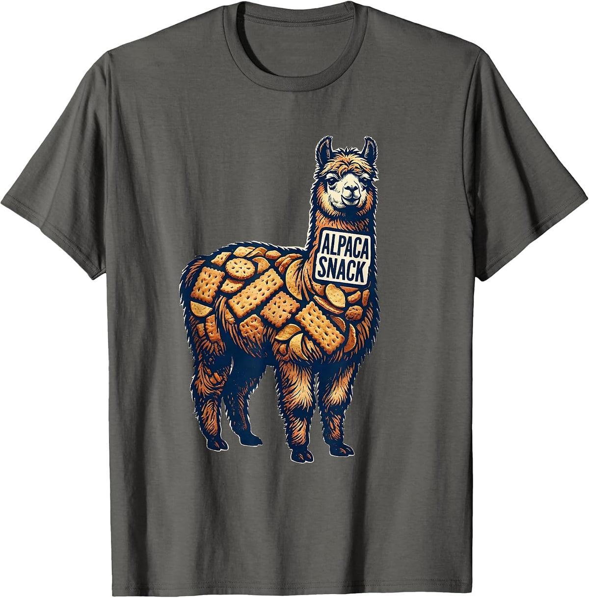 Alpaca Snack Funny Alpaca Lover Animal Humor Novelty T-Shirt - Asphalt Grey