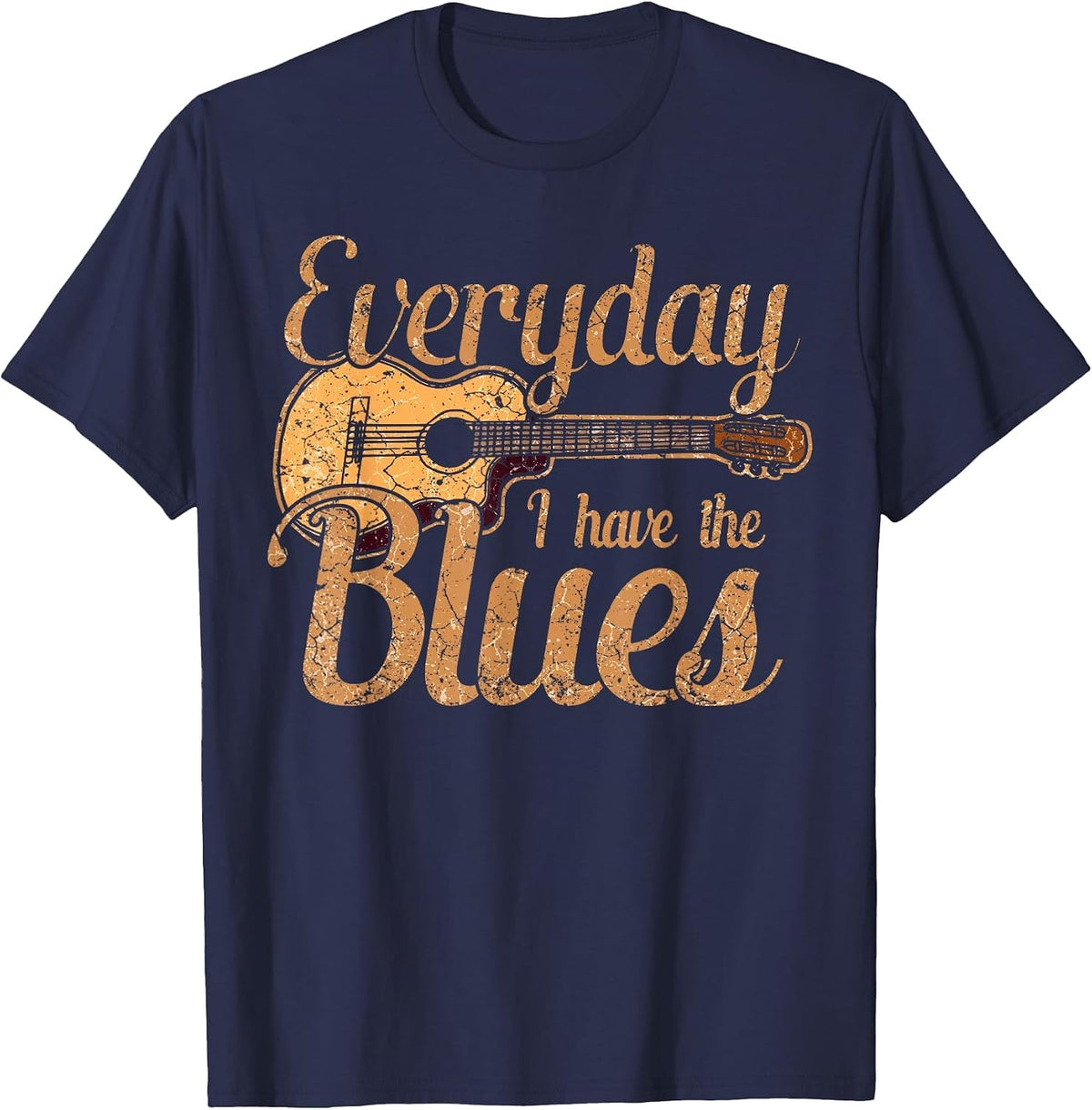 Blues Music Band Lover Vintage Guitar Teacher Funny Blues T-Shirt - Navy Blue