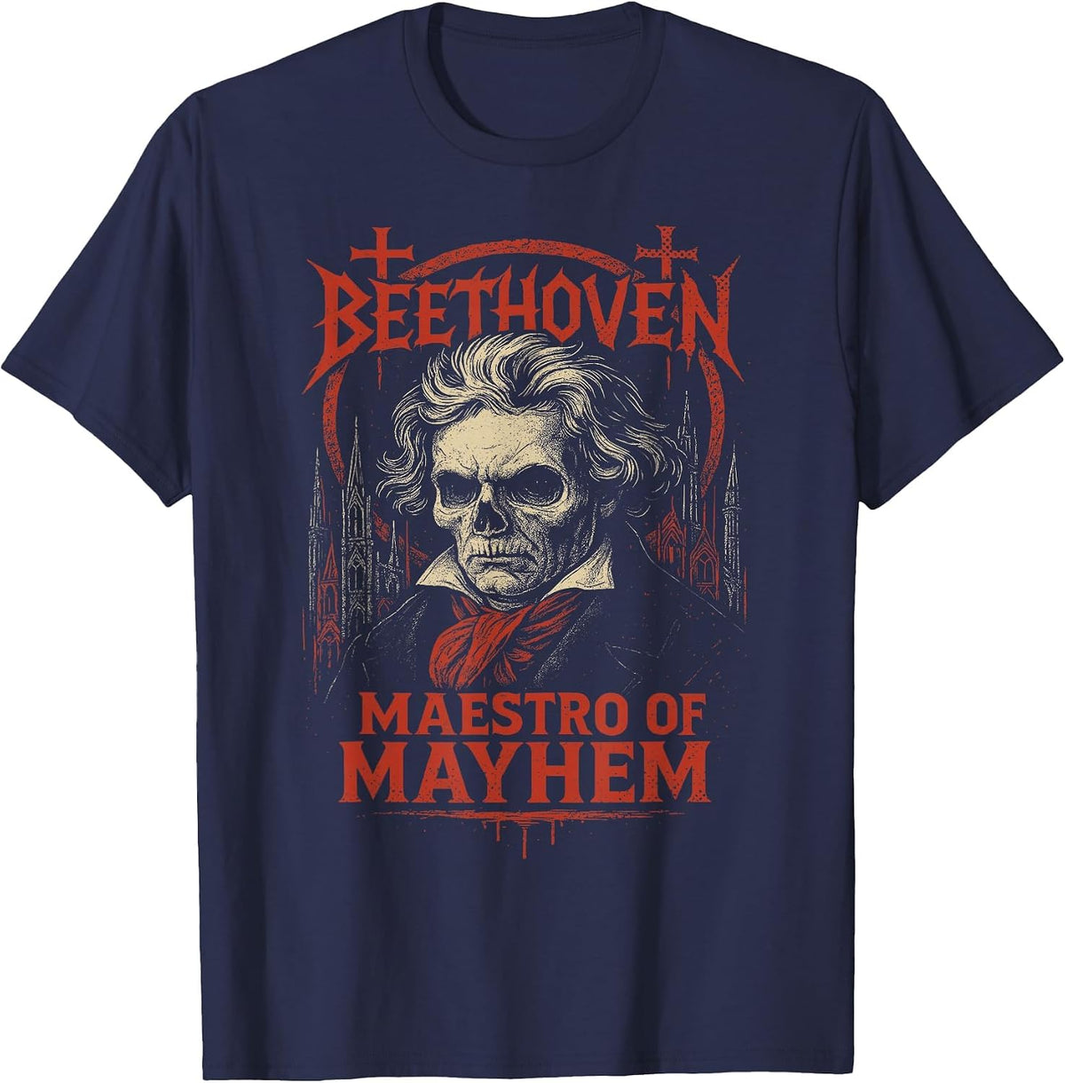Ludwig Van Beethoven Classical Music Composer Death Metal T-Shirt - Navy Blue