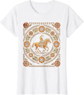Women's Cowgirl on Galloping Horse Rodeo Illustration T-Shirt - White